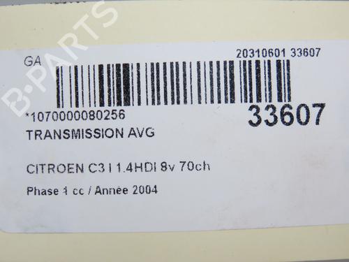 Left front driveshaft CITROËN C3 I (FC_, FN_) 1.4 HDi | BP9596276M38