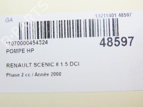 Used Injection pump RENAULT SCÉNIC II (JM0/1_) 1.5 dCi (JM1E, JM16) (106 hp) 28828871