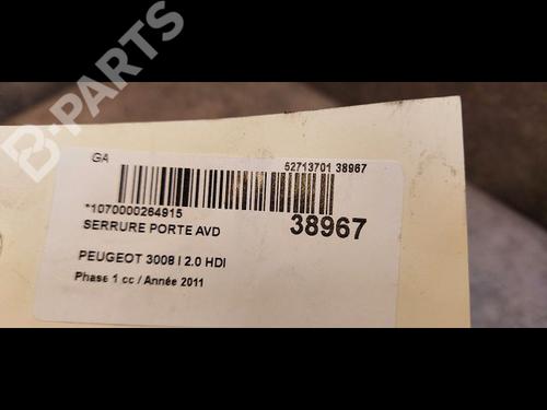 Front right lock PEUGEOT 3008 I MPV (0U_) 2.0 HDi 150 / BlueHDi 150 | BP9612003C97