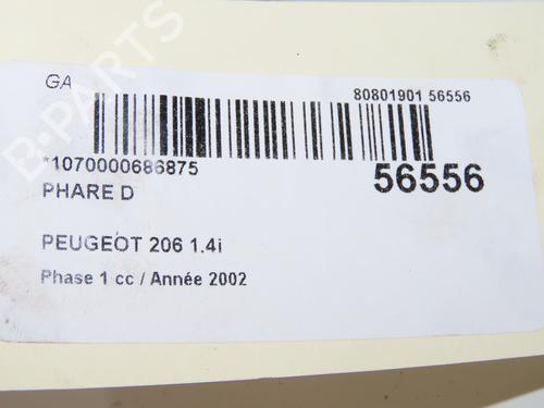 right-headlight-peugeot-206-hatchback-2ac-1998-1999-2000-2001-2002-2003-2004-2005-2006-2007-2008-2009-2010-2011-2012-31748032 main image