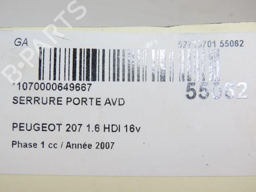 Front right lock PEUGEOT 207 (WA_, WC_) 1.6 HDi | BP28831623C97 