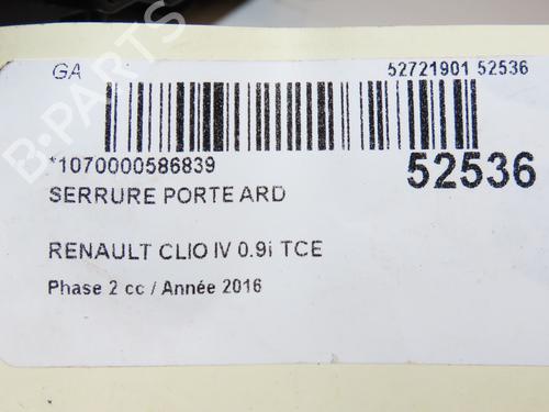 Rear right lock RENAULT CLIO IV (BH_) 0.9 TCe 90 (BHNF, BHMA, BHMH, BHJK, BHJR) | BP28969042C99 