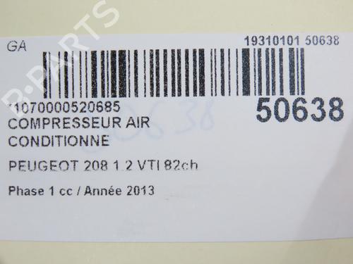 Used AC compressor PEUGEOT 208 I (CA_, CC_) 1.2 VTI 82 (82 hp) 27976935