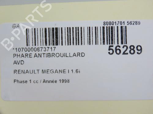 Used Right front fog light RENAULT MEGANE I Coach (DA0/1_) 1.6 e (DA0F) (90 hp) 31155155