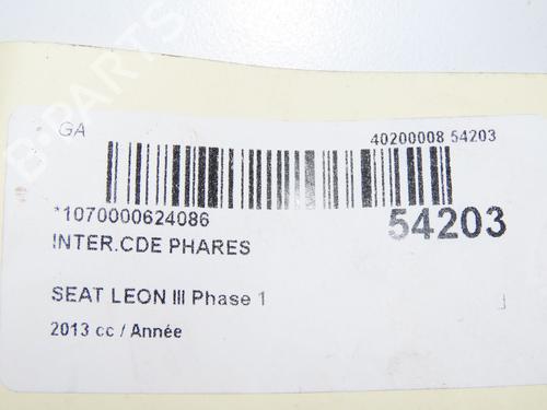 Commande de phare SEAT LEON (5F1) 1.2 TSI (105 hp) 29601103