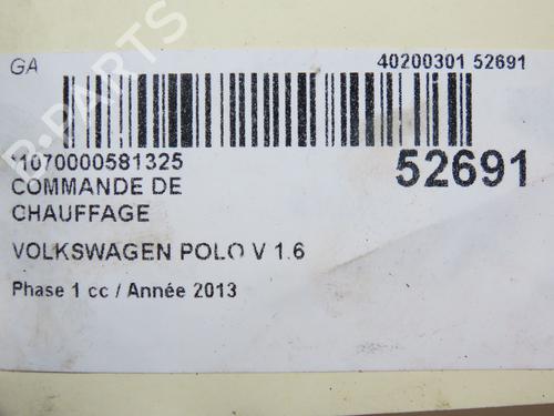Climate control VW POLO V (6R1, 6C1) 1.6 TDI | BP28967889I5 