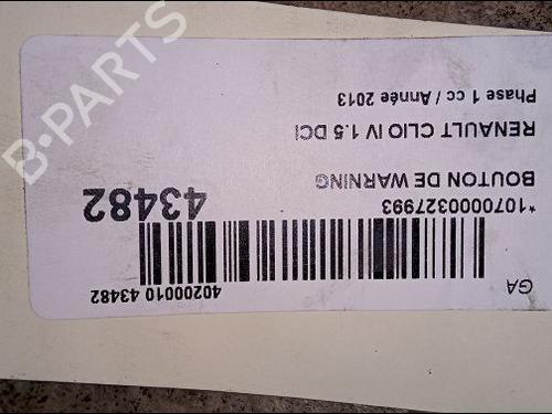 Used Warning switch RENAULT CLIO IV (BH_) 1.5 dCi 75 (75 hp) 9618913