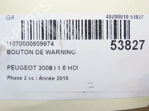 Warning switch PEUGEOT 3008 I MPV (0U_) 1.6 BlueHDi 120 | BP28967792I22 