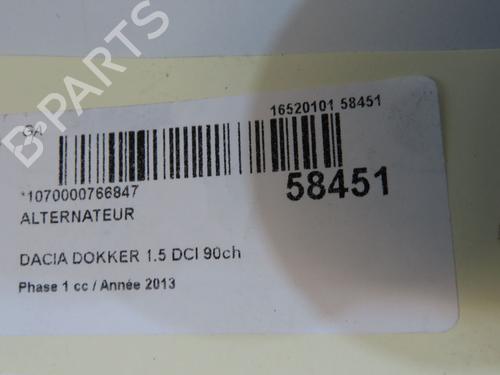 Used Alternator Alternator DACIA DOKKER MPV (KE_) 1.5 dCi (KEAJ, KEAH) (90 hp) 40554219 40554219