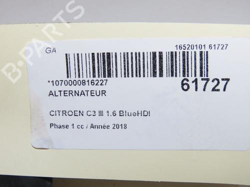 Used Alternator Alternator CITROËN C3 III (SX) 1.5 BlueHDi 100 (SXYHYP, SXYHTU) (102 hp) 39893815 39893815