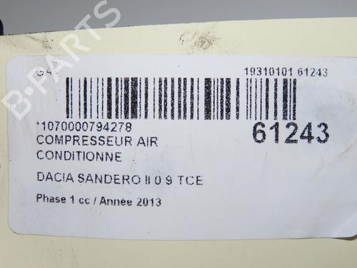 AC compressor DACIA SANDERO II TCe 90 (B8M1, B8MA, B8AC) | BP40241006M34  - Image 9