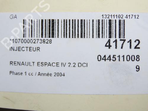 Used Injector Injector RENAULT ESPACE IV (JK0/1_) 2.2 dCi (JK0H) (150 hp) 34498041 34498041