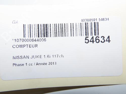 Instrument cluster NISSAN JUKE (F15) 1.6 | BP31120502C47 