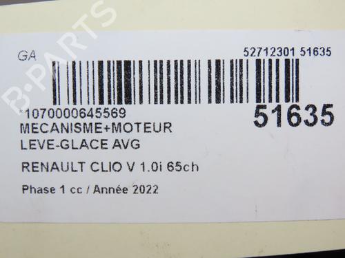 Front left window mechanism RENAULT CLIO V (B7_) 1.0 SCe 65 (B7MG) | BP29441758C22 