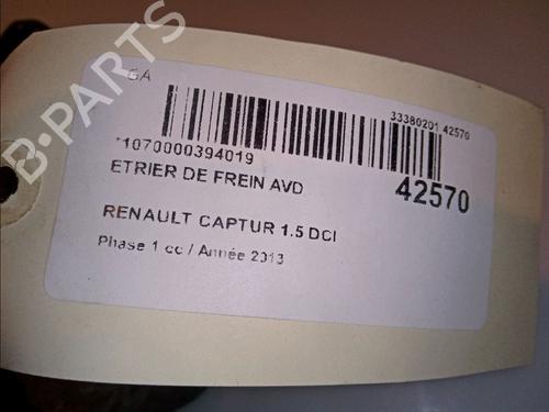 Højre bremsekaliber foran RENAULT CAPTUR I (J5_, H5_) 1.5 dCi 90 (J5N4, J5M5, J5MW, J5M6, J5AL, J5AJ) | BP14877570M104 