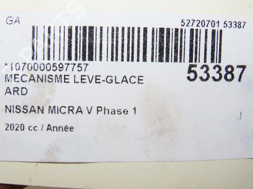 rear-right-window-mechanism-nissan-micra-v-k14-2016-28968914 main image