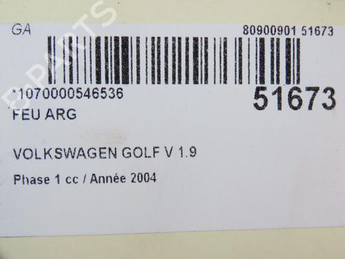 Feu arrière gauche VW GOLF V (1K1) 1.9 TDI (90 hp) 28832771