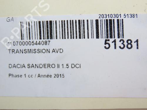 Right front driveshaft DACIA SANDERO II 1.5 dCi | BP26383526M39 