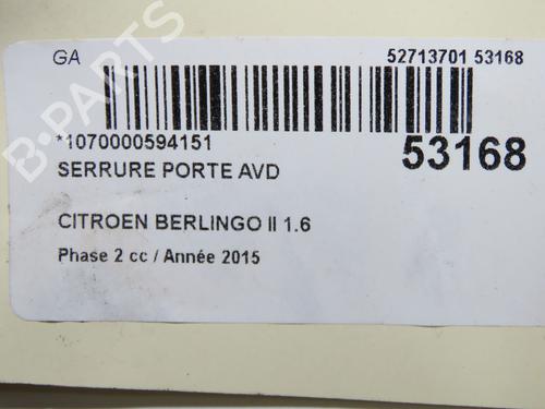 Front right lock CITROËN BERLINGO MULTISPACE (B9) 1.6 HDi 90 | BP33770441C97  - Image 7