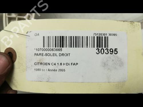 Used Right sun visor CITROËN C4 Coupe (LA_) 1.6 HDi (109 hp) 23177452