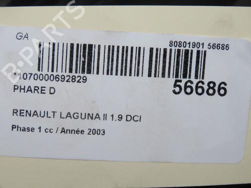 Phare droit RENAULT LAGUNA II (BG0/1_) 1.9 dCi (BG08, BG0G) (120 hp) 31984656
