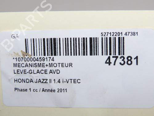 Used Front right window mechanism Front right window mechanism HONDA JAZZ III (GE_, GG_, GP_, ZA_) 1.3 i (GE6, GG3, GG6) (100 hp) 33222745 33222745