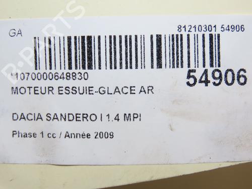 Rear wiper motor DACIA SANDERO 1.4 MPI LPG | BP28832963M102 