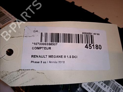 Used Instrument cluster RENAULT MEGANE III Hatchback (BZ0/1_, B3_) 1.5 dCi (BZ09, BZ0D, BZ1W, BZ29, BZ14) (110 hp) 11101388