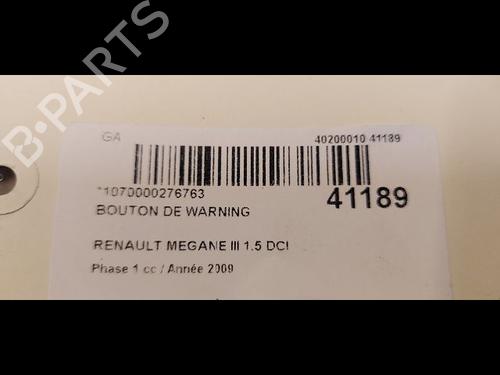 Used Warning switch RENAULT MEGANE III Hatchback (BZ0/1_, B3_) 1.5 dCi (106 hp) 9613615