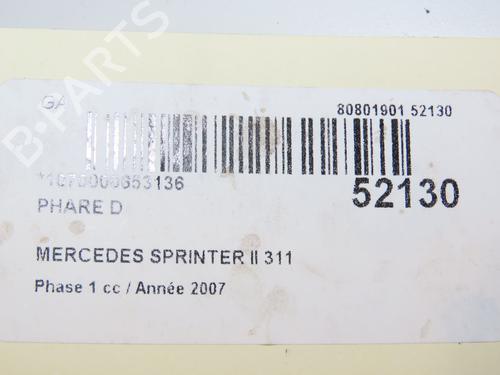 Used Right headlight MERCEDES-BENZ SPRINTER 3,5-t Van (B906) 311 CDI (906.631, 906.633, 906.635, 906.637) (109 hp) 29441821