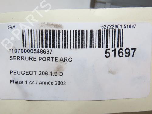 Rear left lock PEUGEOT 206 Hatchback (2A/C) 1.9 D | BP19123488C100 
