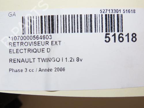Ryggespeil høyre RENAULT TWINGO I (C06_) 1.2 (C066, C068) (58 hp) 28831351