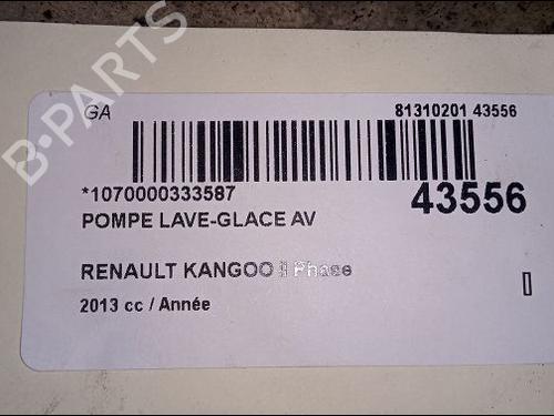 Used Washer pump RENAULT KANGOO / GRAND KANGOO II (KW0/1_) 1.5 dCi 75 (KW07, KW10, KW04) (75 hp) 14881630