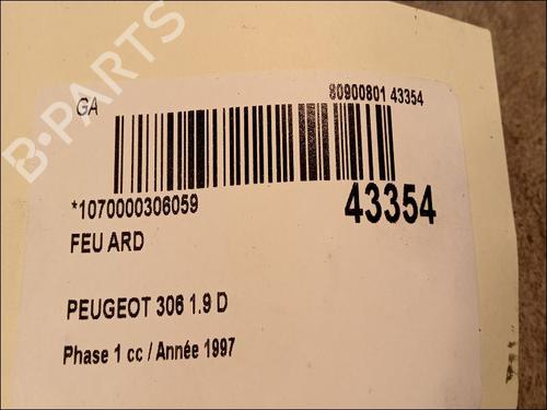 Used Right taillight PEUGEOT 306 Hatchback (7A, 7C, N3, N5) 1.9 D (68 hp) 9617060