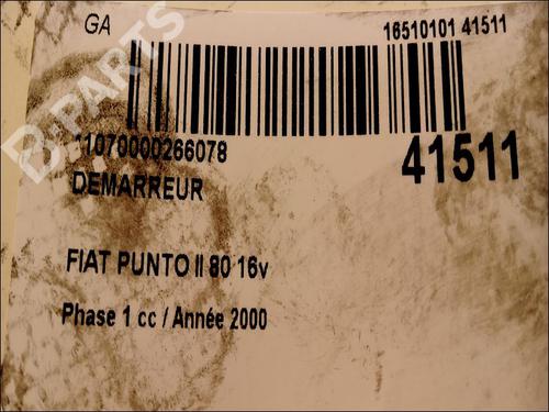 Starter FIAT PUNTO (188_) 1.2 16V 80 (188.233, .235, .253, .255, .333, .353, .639,... | BP9616919M8 