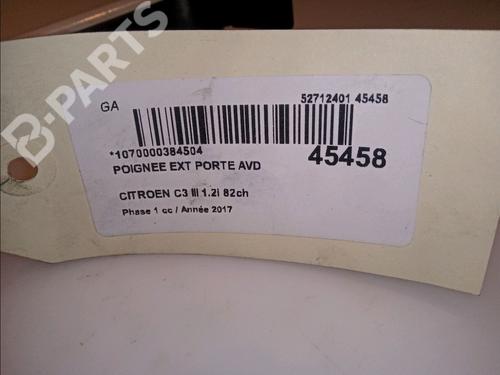 Front right exterior door handle CITROËN C3 / C3 ORIGIN III (SX) 1.2 VTi 82 | BP11102308C129 