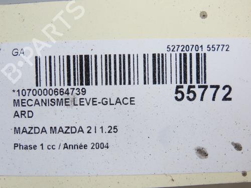 Rudehejsemekanisme Højre bagtil MAZDA 2 (DY) 1.2 (DY3W) (75 hp) 30978876