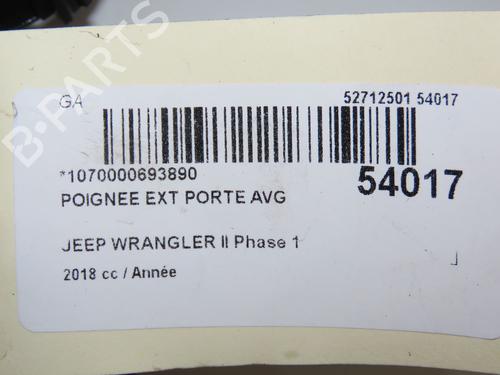 Used Front left exterior door handle JEEP WRANGLER IV (JL) 2.2 Multijet II (JL72, JL74) (200 hp) 31120743