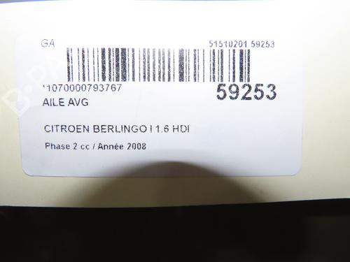 Used Left front fenders Left front fenders CITROËN BERLINGO / BERLINGO FIRST MPV (MF_, GJK_, GFK_) 1.6 HDI 90 (MF9HX) (90 hp) 40050840 40050840