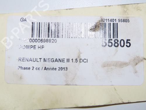 Used Injection pump RENAULT MEGANE III Hatchback (BZ0/1_, B3_) 1.5 dCi (BZ09, BZ0D, BZ1W, BZ29, BZ14) (110 hp) 31242421