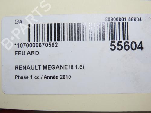 Used Right taillight RENAULT MEGANE III Hatchback (BZ0/1_, B3_) 1.6 16V Hi-Flex (BZ03) (110 hp) 30311353