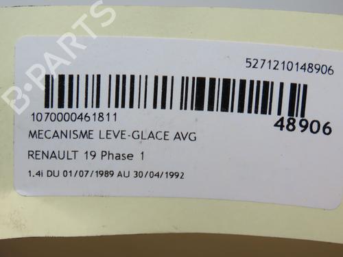 Used Front left window mechanism RENAULT 19 I (B/C53_) 1.4 (B/C53P) (58 hp) 17514377