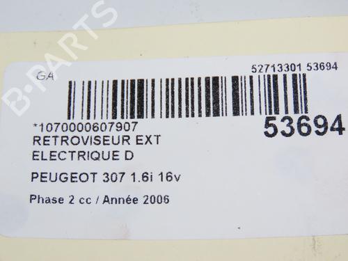 Right mirror PEUGEOT 307 (3A/C) 1.6 16V | BP28968657C27 