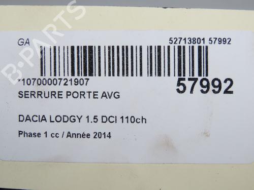 Front left lock DACIA LODGY (JS_) 1.5 dCi (JSMC, JSAF) | BP36310572C98  - Image 5