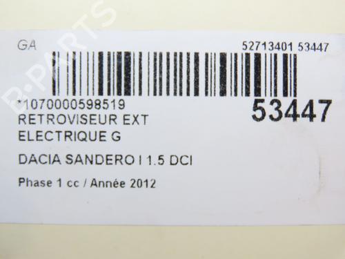 Used Left mirror DACIA SANDERO 1.5 dCi (75 hp) 29128789
