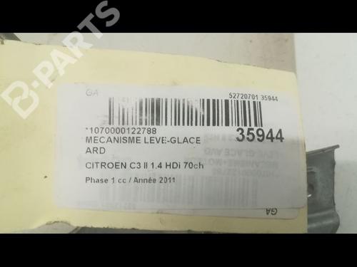 Rear right window mechanism CITROËN C3 II (SC_) 1.4 HDi 70 (SC8HZC, SC8HR0, SC8HP4) | BP9598542C25 