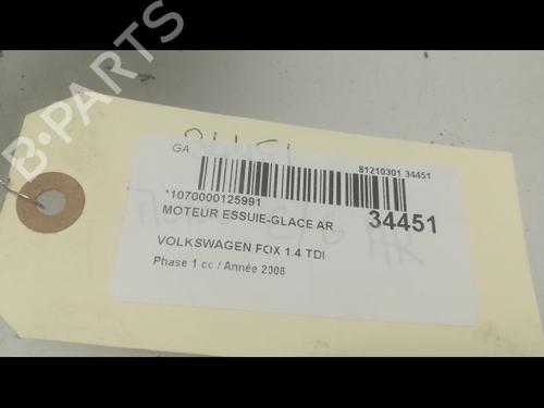 Rear wiper motor VW FOX Hatchback (5Z1, 5Z3, 5Z4) 1.4 TDI | BP9598767M102