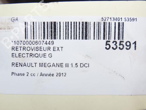 Left mirror RENAULT MEGANE III Hatchback (BZ0/1_, B3_) 1.5 dCi (BZ09, BZ0D, BZ1W, BZ29, BZ14) | BP28831480C26 