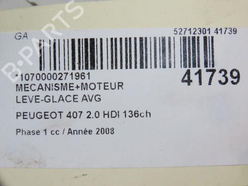 Front left window mechanism PEUGEOT 407 (6D_) 2.0 HDi 135 (6DRHRH, 6DRHRE, 6DRHRG, 6DRHRJ) | BP28801906C22