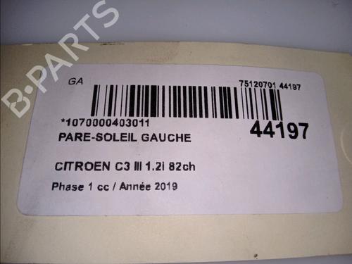 Left sun visor CITROËN C3 III (SX) 1.2 PureTech 82 | BP11267583I1 